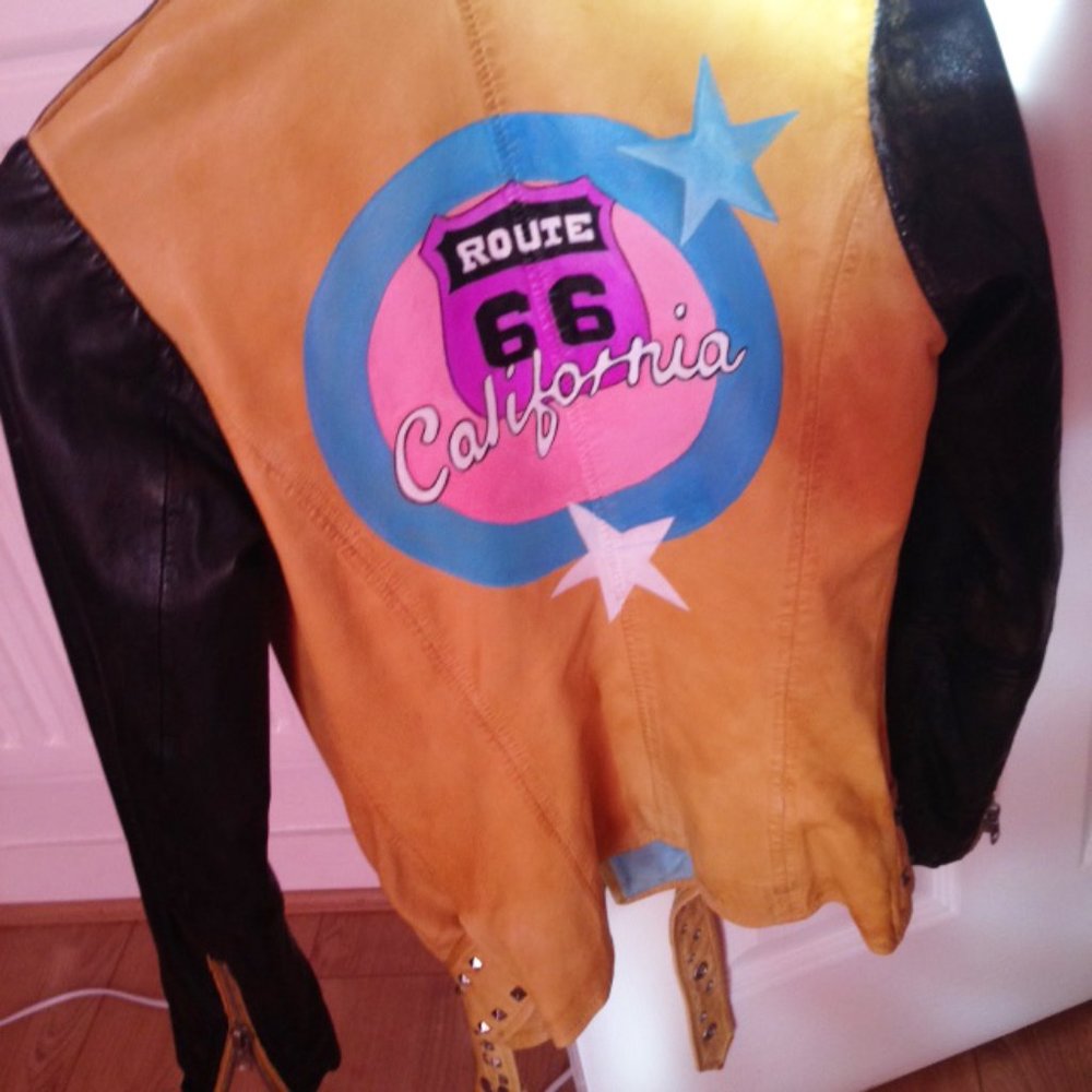 leather jacket biker distressed italian brand - Picture 5 of 10